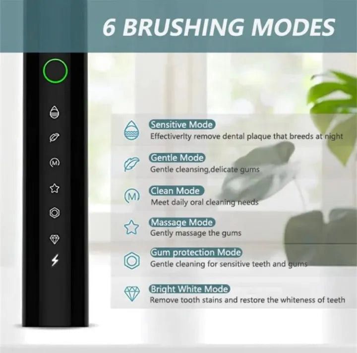 Sonic Electric Toothbrush Rechargeable Smart Timer Teeth Whitening Toothbrush (4 bursh heads)