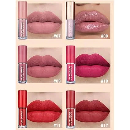 12-Piece Matte Liquid Lipstick & High Shine Lip Gloss Set – Waterproof, Long-Lasting