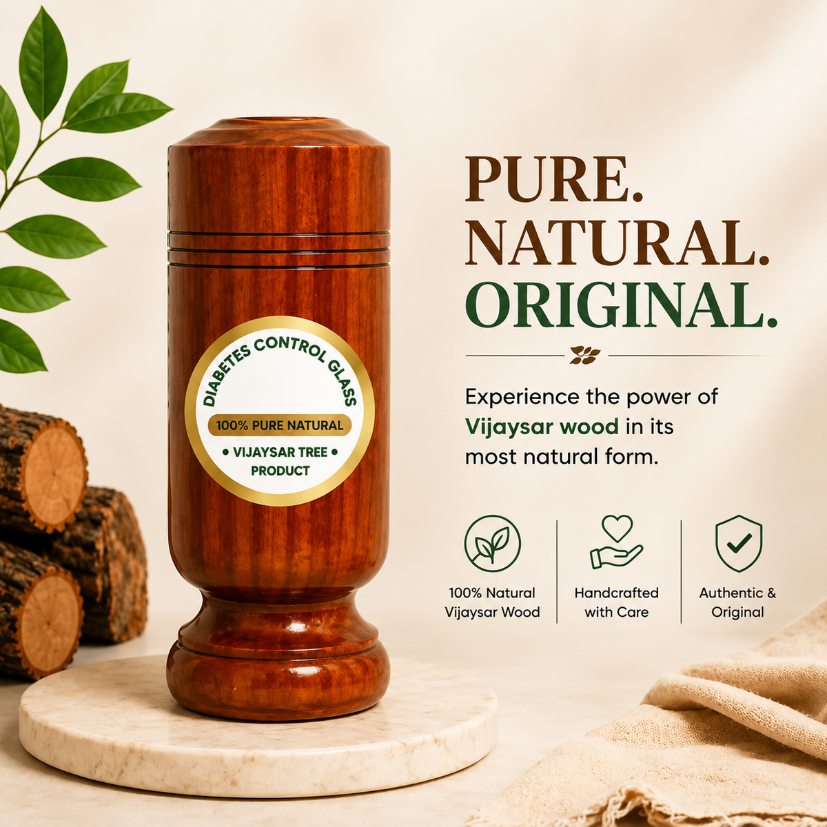 🌿Pure Neem Wooden Glass 🌿