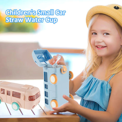 Portable Bus Water Bottle with Straw & Strap