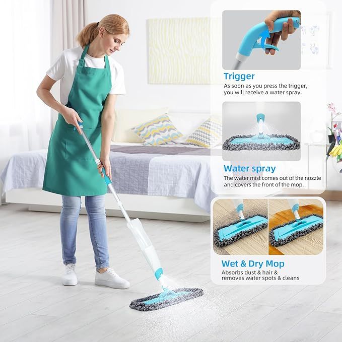 Floor cleaning Spray Mop With Replaceable Microfiber Pad
