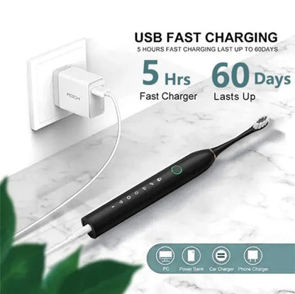 Sonic Electric Toothbrush Rechargeable Smart Timer Teeth Whitening Toothbrush (4 bursh heads)